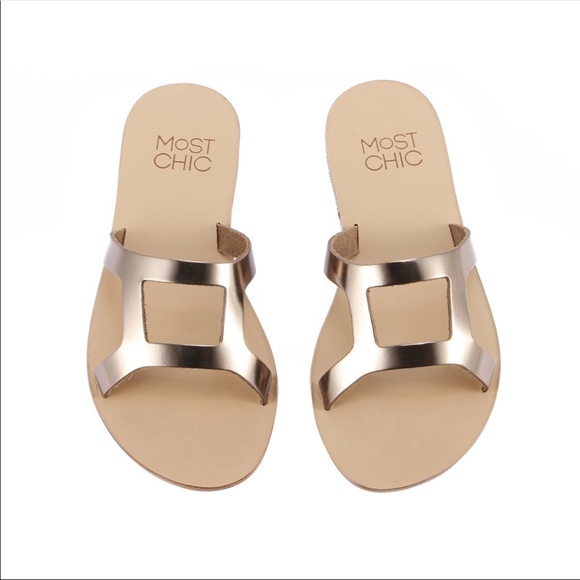 Metallic leather sandals - Picture 3 of 4